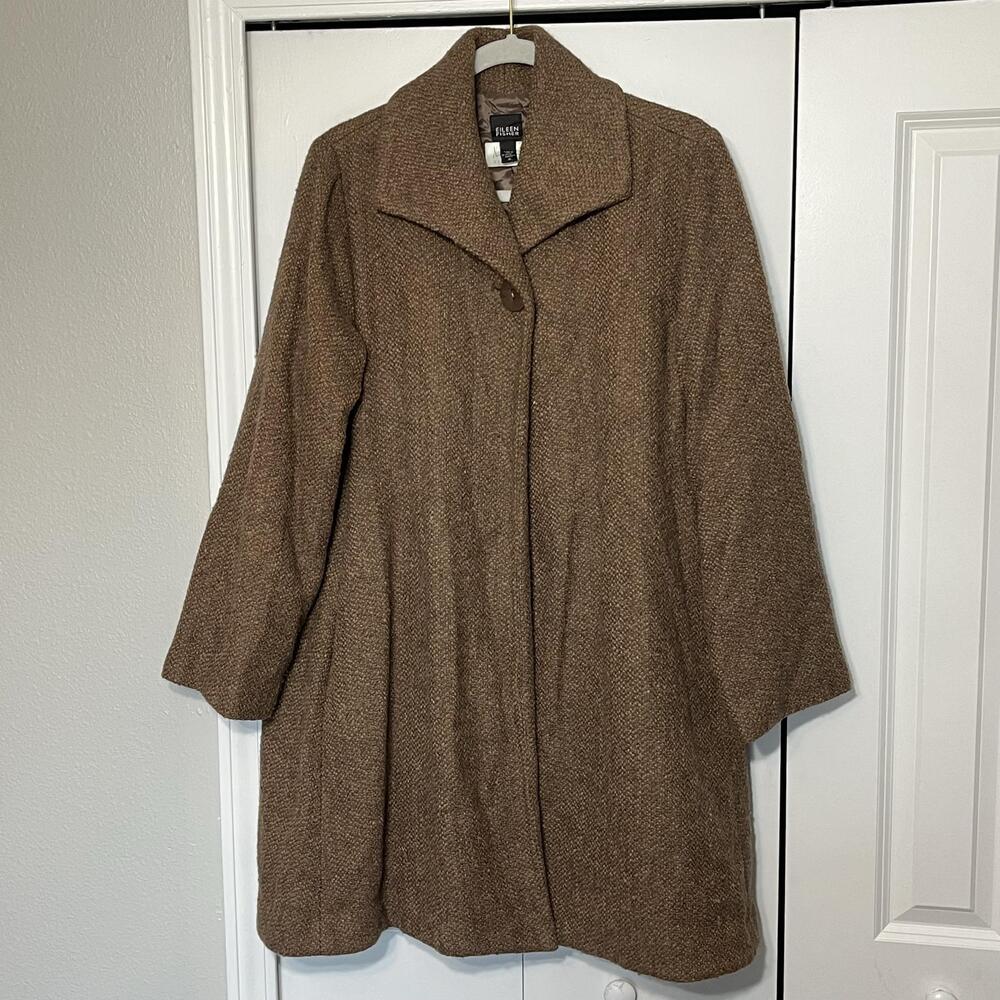 Eileen Fisher 70s Vintage Duster Alpaca Marl Tweed Overcoat Neiman Marcus USA